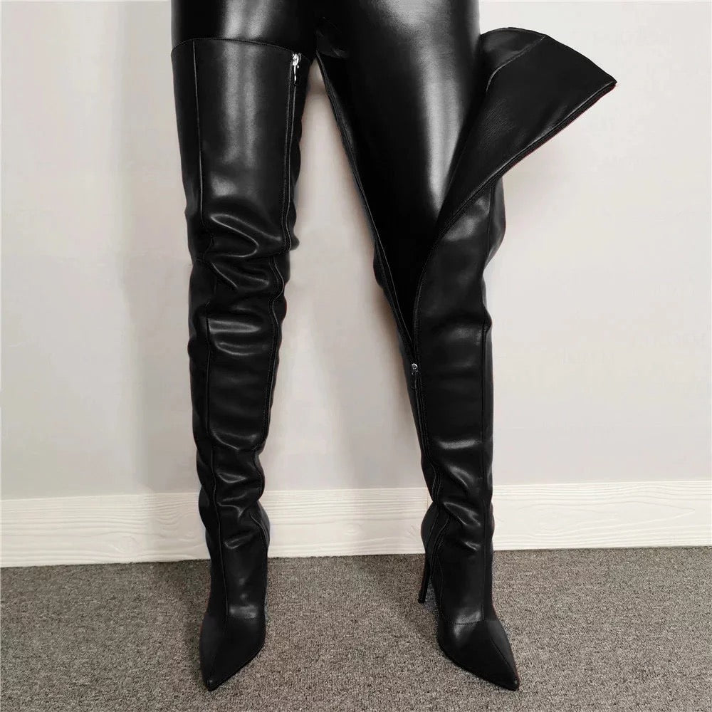 Vegan Leather Over the Knee Boots