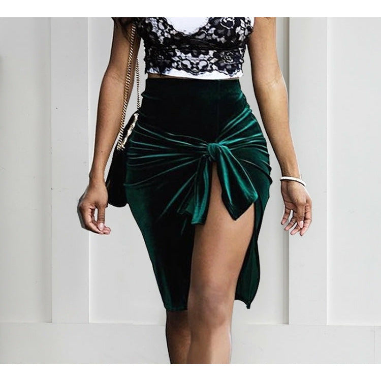 Velvet Side Tie Skirt