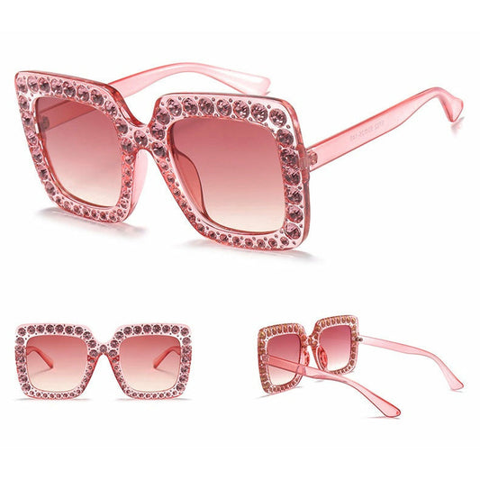 Oversized Square Crystal Sunglasses