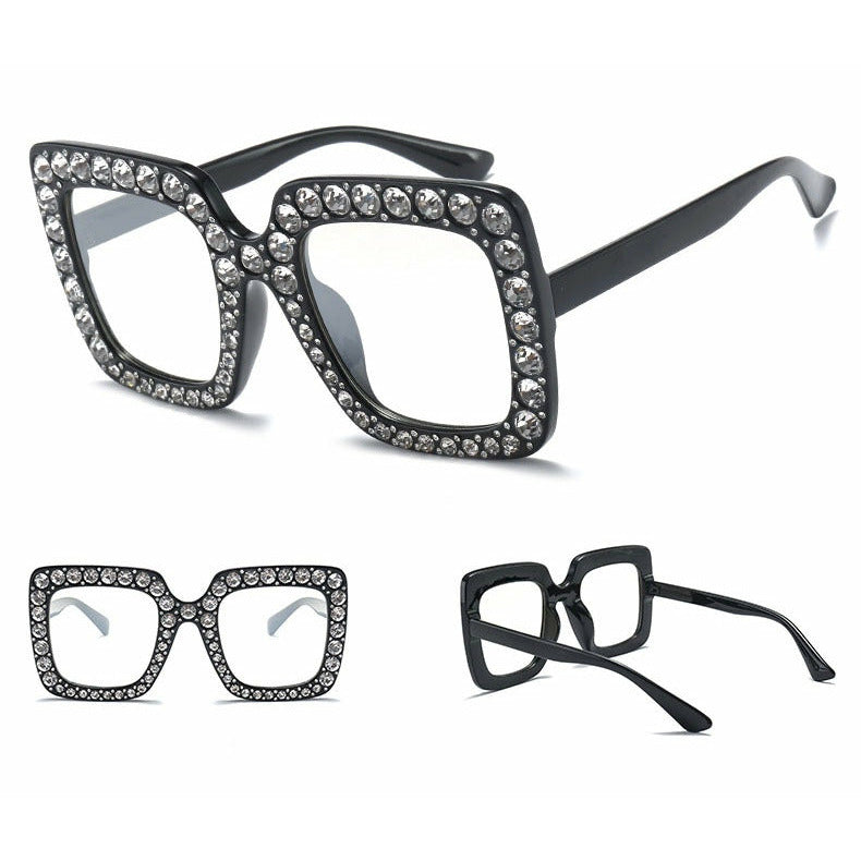 Oversized Square Crystal Sunglasses