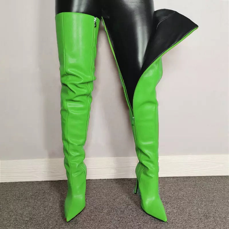 Vegan Leather Over the Knee Boots