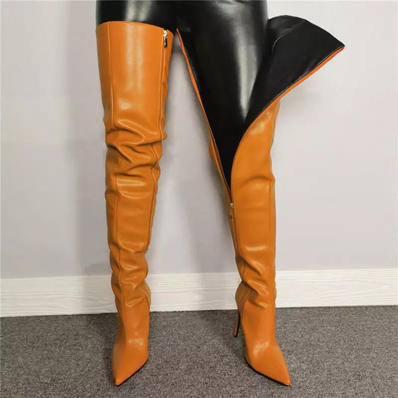 Vegan Leather Over the Knee Boots