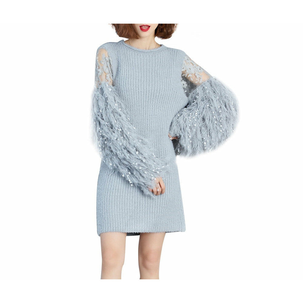 Furry Tunic Dress Sweater