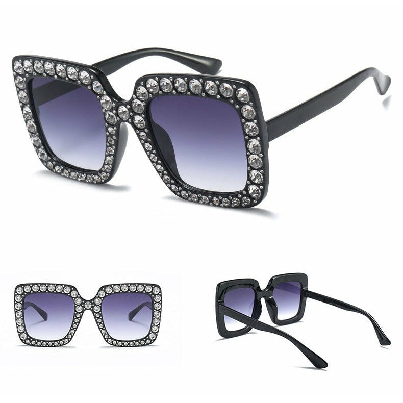 Oversized Square Crystal Sunglasses