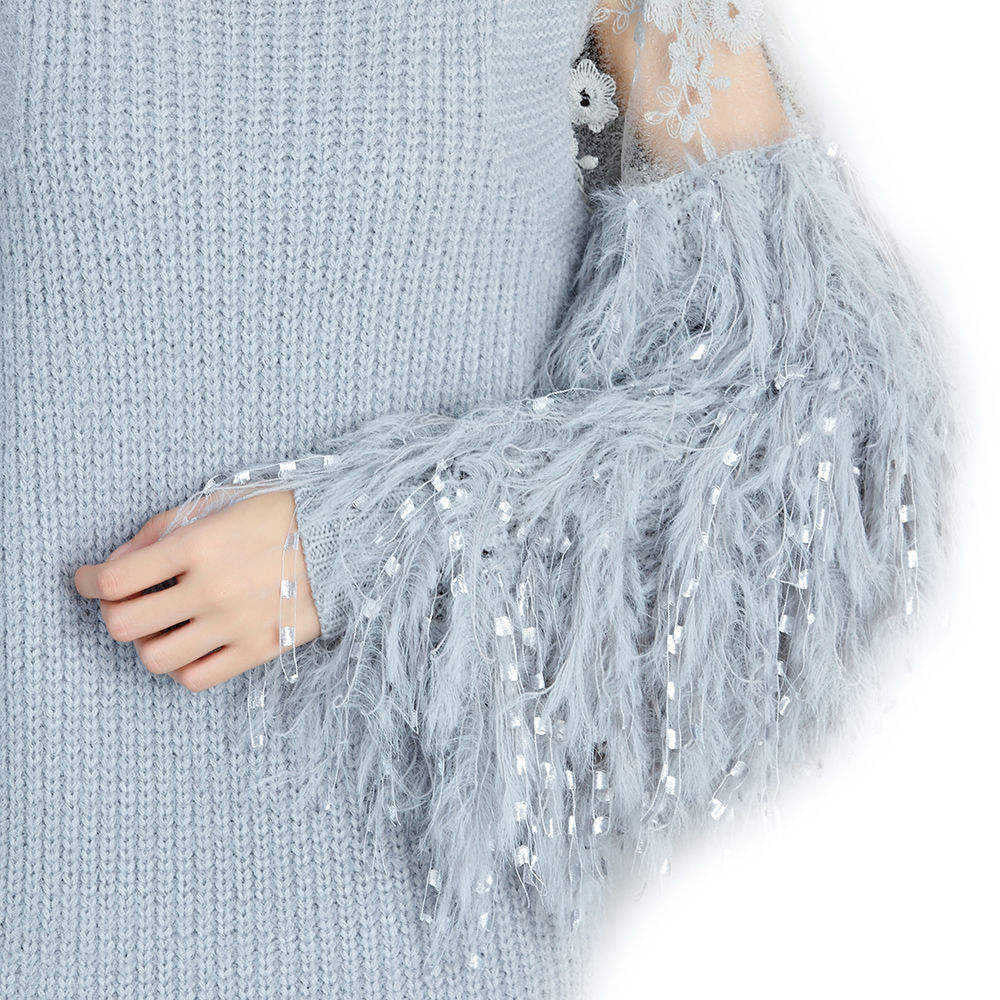 Furry Tunic Dress Sweater