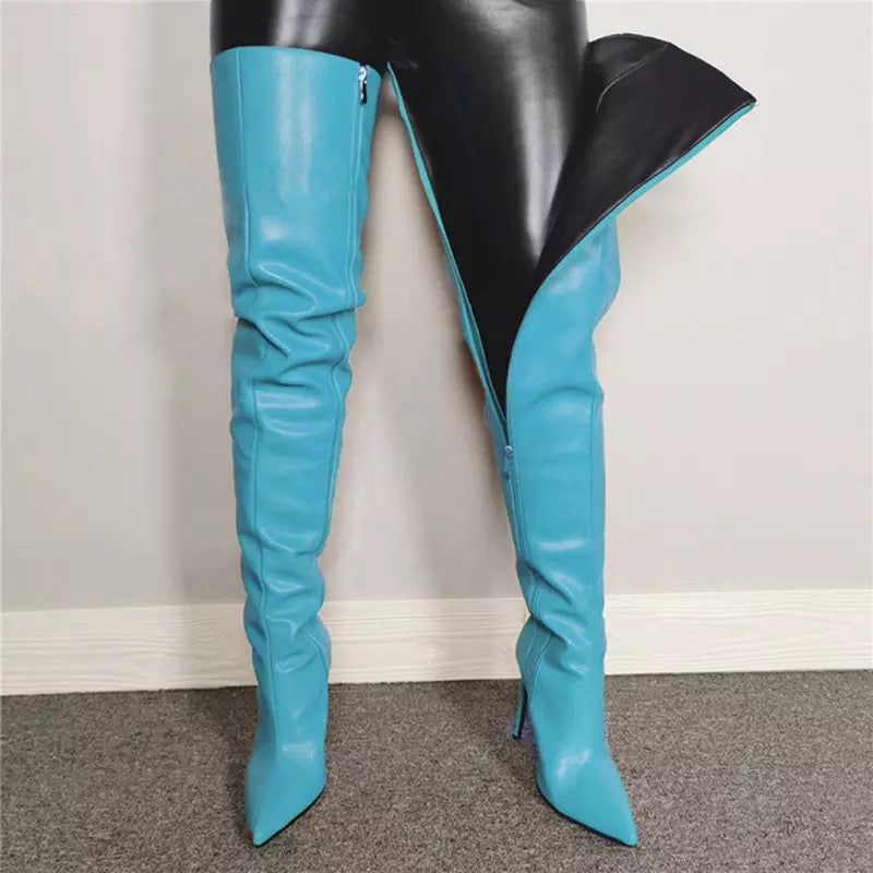 Vegan Leather Over the Knee Boots