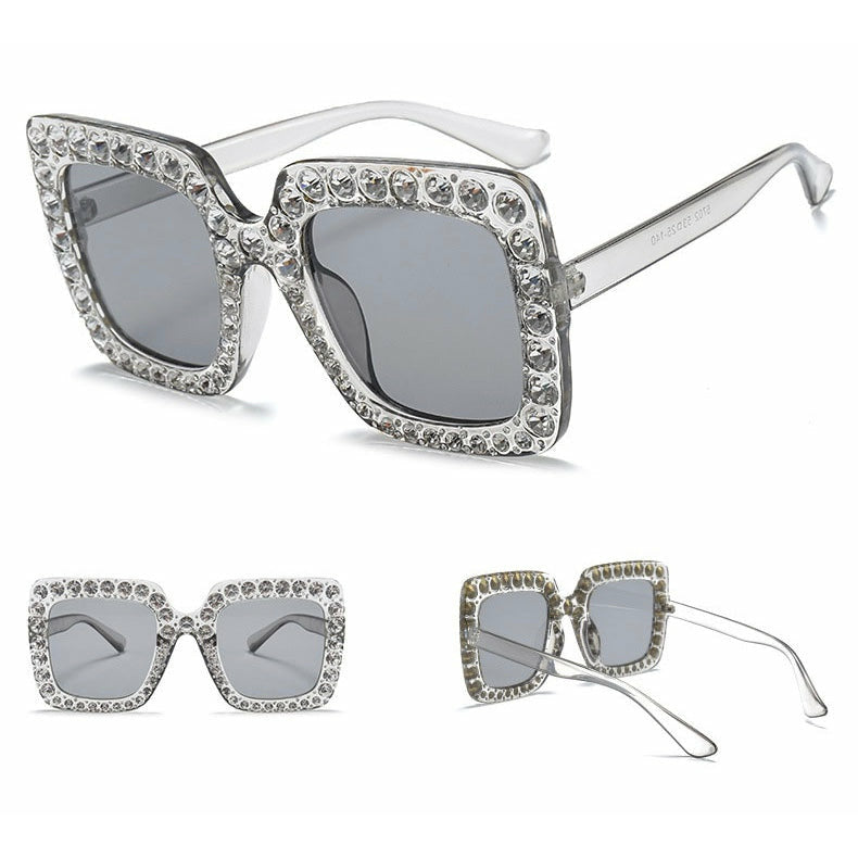 Oversized Square Crystal Sunglasses