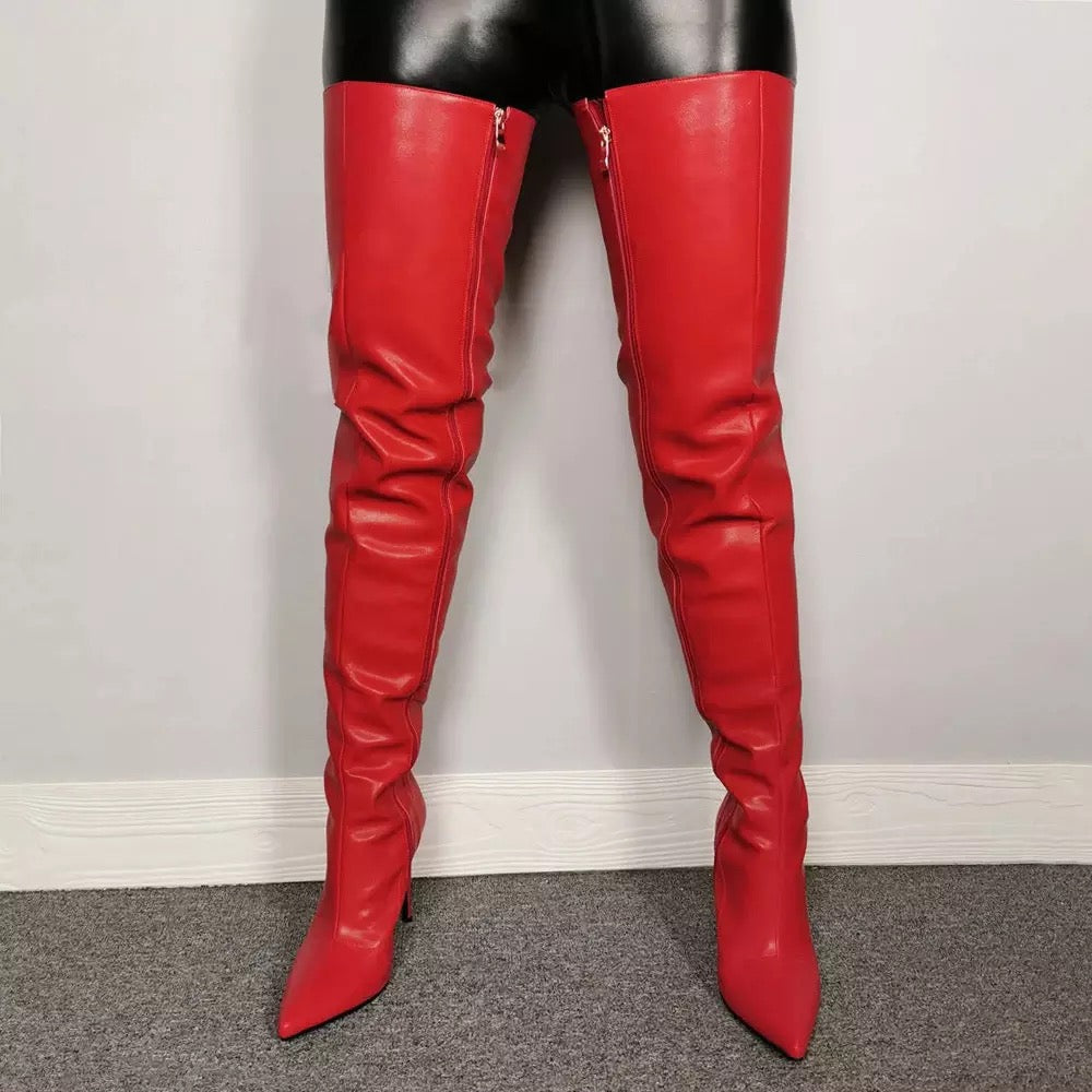 Vegan Leather Over the Knee Boots