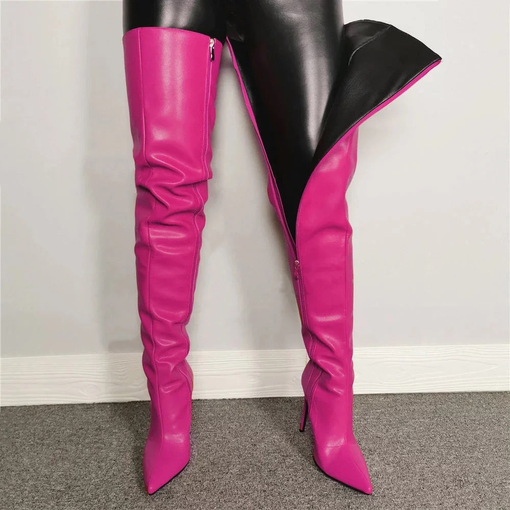 Vegan Leather Over the Knee Boots